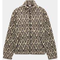 M&S Fair Isle Funnel Neck Fleece Jacket Natural