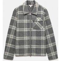 M&S Wool Blend Fleece Check Overshirt Metal