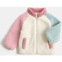M&S Borg Colour Block Jacket (0-5 Yrs) Cream Mix