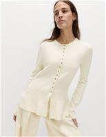 Crew Neck Peplum Slim Fit Cardigan