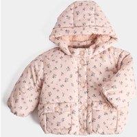 M&S Midweight Ditsy Padded Hooded Jacket (0-5 Yrs) Ivory Mix