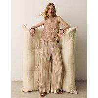 Per Una Pure Cotton Striped Wide Leg Trousers Pink Mix