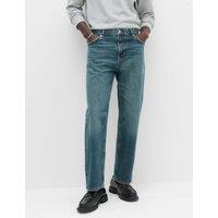 M&S Straight Fit Pure Cotton Heavyweight Jeans Medium Blue