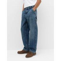 M&S Loose Fit Pure Cotton Carpenter Jeans Medium Blue