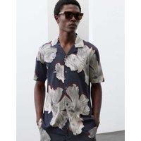 Autograph Pure Cotton Floral Short Sleeve Shirt Nightshade