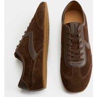 Autograph Low Profile Leather Lace Up Trainers Dark Brown