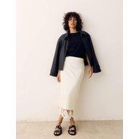 Per Una Pure Cotton Embroidered Midaxi Column Skirt Light Cream