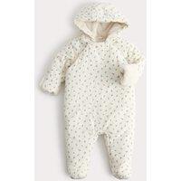 M&S Pure Cotton Floral Cord Pramsuit (0-12 Mths) Ivory