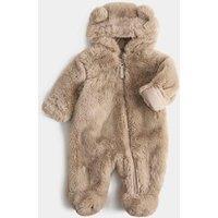 M&S Faux Fur Hooded Pramsuit (0-12 Mths) Mink