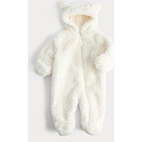 M&S Faux Fur Hooded Pramsuit (0-12 Mths) Ecru