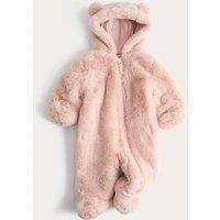 M&S Faux Fur Hooded Pramsuit (0-12 Mths) Blush