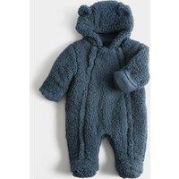 M&S Borg Double Zip Pramsuit (0-12 Mths) Dark Petrol