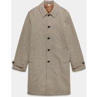 M&S Wool Blend Houndstooth Long Coat Brown Mix