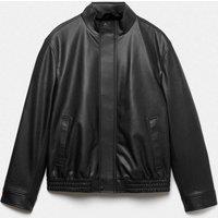 M&S Grained Faux Leather Funnel Neck Jacket Black