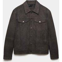 Autograph Suede Trucker Jacket Granite