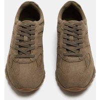 M&S Slim Lace Up Runner Trainers Khaki
