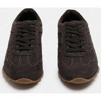 M&S Slim Lace Up Runner Trainers Dark Brown