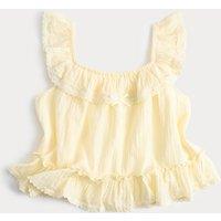 M&S Pure Cotton Frill Top (6-16 Yrs) Pale Yellow