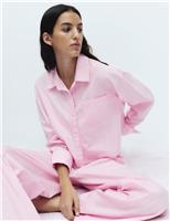 M&S Pure Cotton Cropped Pyjama Shirt Pink