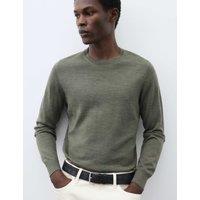 Autograph Pure Extra Fine Merino Wool Crew Neck Jumper Khaki/Olive
