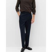 M&S Tailored Fit Flannel Smart Trousers Navy