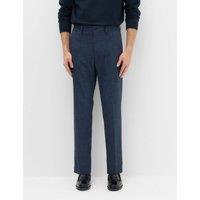 M&S Tailored Fit Flannel Smart Trousers Navy Mix