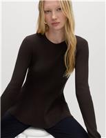 Ribbed Peplum Slim Fit Knitted Top