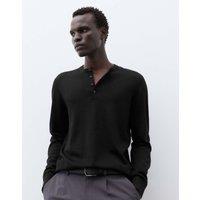 Autograph Pure Extra Fine Merino Wool Henley Jumper Black