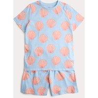 M&S Pure Cotton Shell Short Pyjamas (1-16 Yrs) Blue Mix