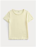 M&S Pointelle Brushed Pyjama Top (6-16 Yrs) Ecru