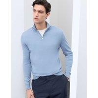 Autograph Pure Extra Fine Merino Wool Half Zip Jumper Dusty Blue