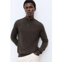 Autograph Pure Extra Fine Merino Wool Half Zip Jumper Dark Taupe