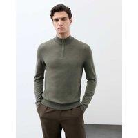 Autograph Pure Extra Fine Merino Wool Half Zip Jumper Khaki/Olive
