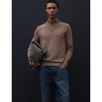 Autograph Pure Extra Fine Merino Wool Half Zip Jumper Dark Mole