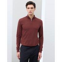 Autograph Pure Extra Fine Merino Wool Half Zip Jumper Chestnut