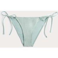 M&S Metallic Sheen Tie Side Bikini Bottoms Pale Mint