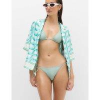 M&S Metallic Sheen Tie Side Bikini Bottoms Pale Mint