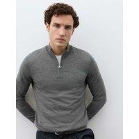 Autograph Pure Extra Fine Merino Wool Half Zip Jumper Medium Grey
