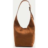 M&S Faux Suede Hardware Shoulder Bag Tan