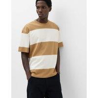 M&S Ultimate Oversized Striped T-Shirt Butterscotch