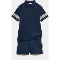 M&S 2 Piece Cotton Rich Polo & Short Set (6-16 Yrs) Navy