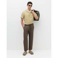 M&S Loose Fit Pure Linen Elasticated Waist Trousers Mole