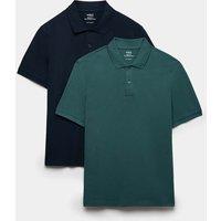 M&S Ultimate 2 Pack Cotton Rich Polo Shirts Dark Green Mix