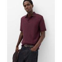 M&S 2 Pack Cotton Rich Textured Polo Shirt Dark Red Mix