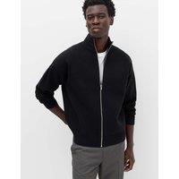 M&S Relaxed Fit Zip Through Funnel Neck Jacket Black