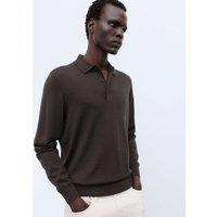 Autograph Pure Extra Fine Merino Wool Polo Shirt Dark Taupe