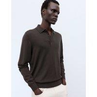 Autograph Pure Extra Fine Merino Wool Polo Shirt Dark Taupe