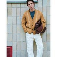M&S Lofty Relaxed Fit Striped Cardigan Butterscotch