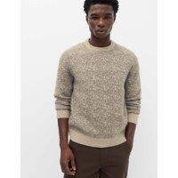 M&S Lofty Patterned Crew Neck Jumper with Wool Neutral