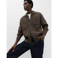 M&S Lofty Utility Button Through Cardigan Bitter Chocolate